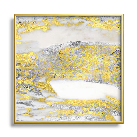 Sheila Wenzel-Ganny Silver and Gold Marble Design Metal Square Framed Art Print