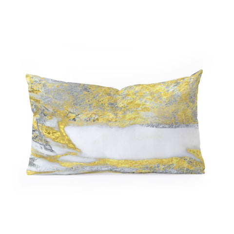 Sheila Wenzel-Ganny Silver and Gold Marble Design Oblong Throw Pillow