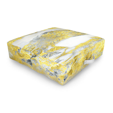 Sheila Wenzel-Ganny Silver and Gold Marble Design Outdoor Floor Cushion