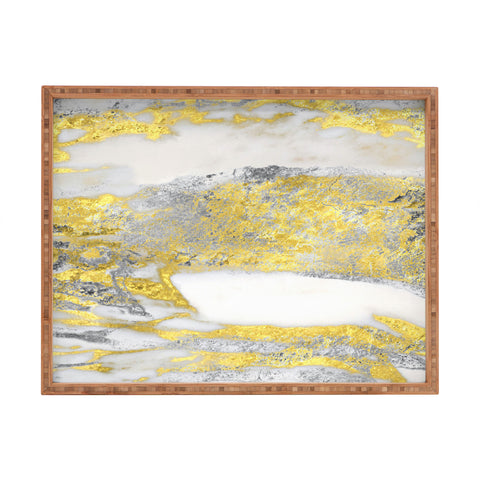 Sheila Wenzel-Ganny Silver and Gold Marble Design Rectangular Tray