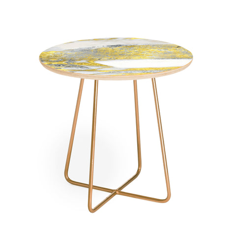Sheila Wenzel-Ganny Silver and Gold Marble Design Round Side Table