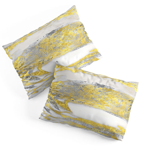 Sheila Wenzel-Ganny Silver and Gold Marble Design Pillow Shams