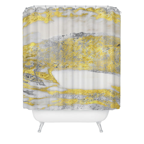 Sheila Wenzel-Ganny Silver and Gold Marble Design Shower Curtain