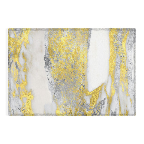 Sheila Wenzel-Ganny Silver and Gold Marble Design Outdoor Rug