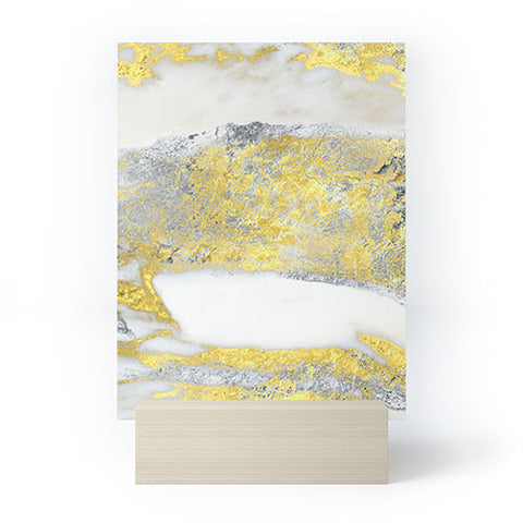 Sheila Wenzel-Ganny Silver and Gold Marble Design Mini Art Print