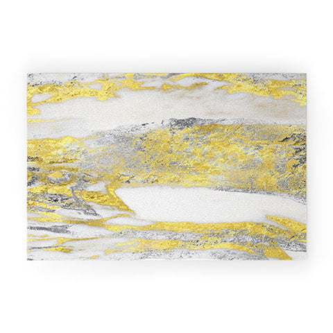 Sheila Wenzel-Ganny Silver and Gold Marble Design Welcome Mat