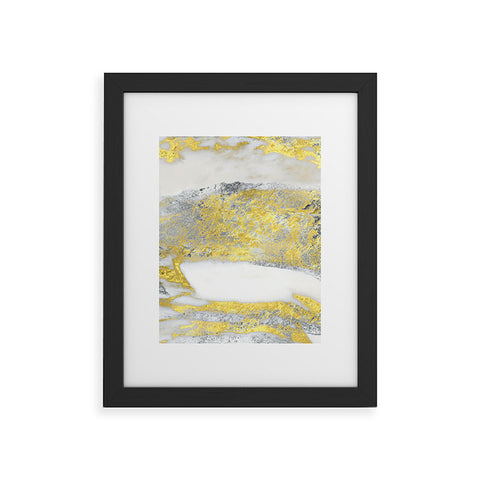 Sheila Wenzel-Ganny Silver and Gold Marble Design Framed Art Print