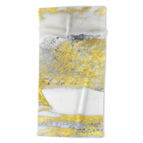 Sheila Wenzel-Ganny Silver and Gold Marble Design Beach Towel