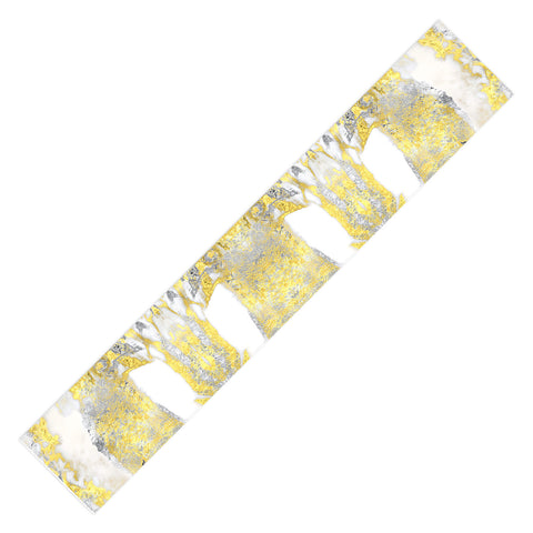 Sheila Wenzel-Ganny Silver and Gold Marble Design Table Runner