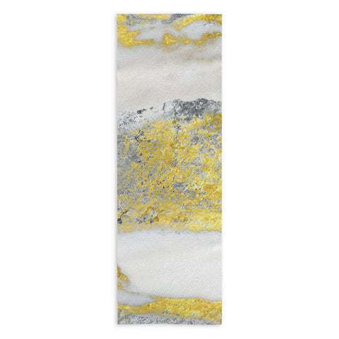 Sheila Wenzel-Ganny Silver and Gold Marble Design Yoga Towel