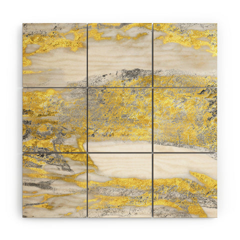 Sheila Wenzel-Ganny Silver and Gold Marble Design Wood Wall Mural