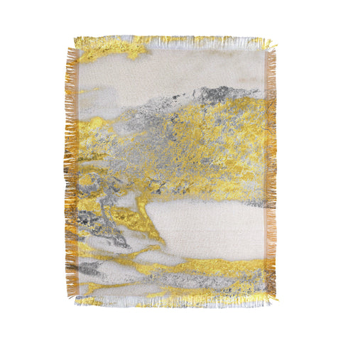 Sheila Wenzel-Ganny Silver and Gold Marble Design Throw Blanket