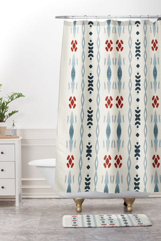 Sheila Wenzel-Ganny Simple Blue Tribal Shower Curtain And Mat