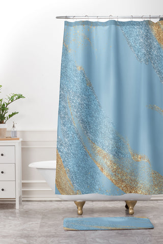 Sheila Wenzel-Ganny Something Blue Shower Curtain And Mat