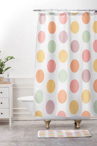 Sheila Wenzel-Ganny Spring Bloom Polka Dots Shower Curtain And Mat