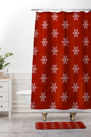 Sheila Wenzel-Ganny Star Snowflakes Shower Curtain And Mat