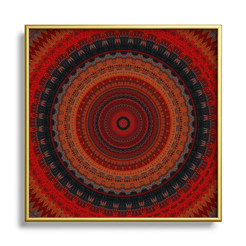 Sheila Wenzel-Ganny Sunset Orange Mandala Metal Square Framed Art Print