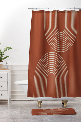 Sheila Wenzel-Ganny Terra Cotta Minimalist Shower Curtain And Mat