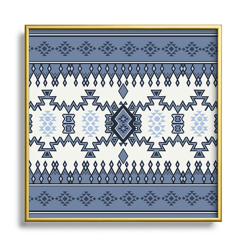 Sheila Wenzel-Ganny Tribal Blue Diamond Metal Square Framed Art Print