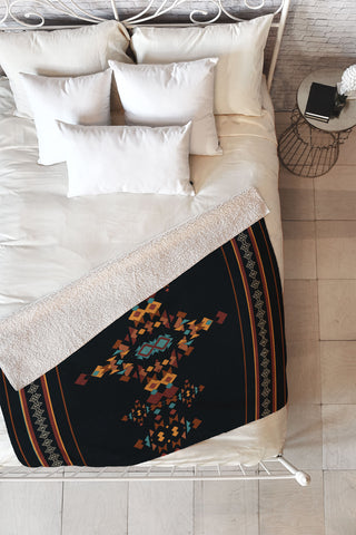 Sheila Wenzel-Ganny Tribal Boho Pattern 2 Fleece Throw Blanket