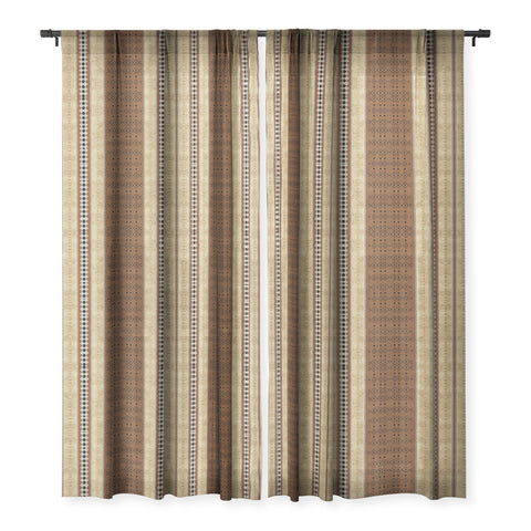 Sheila Wenzel-Ganny Tribal Brown Mud Cloth Sheer Window Curtain