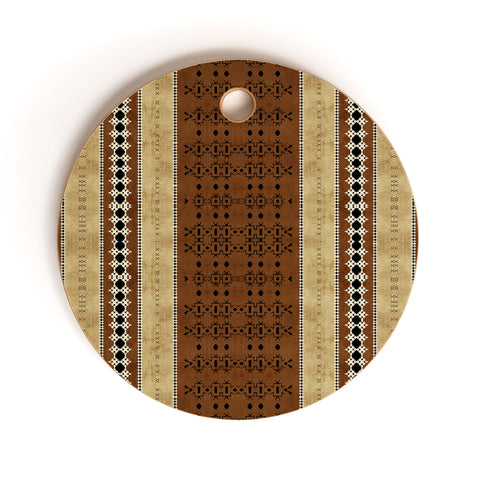 Sheila Wenzel-Ganny Tribal Brown Mud Cloth Cutting Board Round