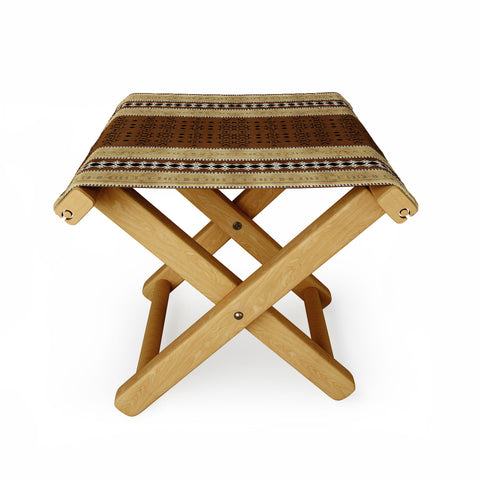 Sheila Wenzel-Ganny Tribal Brown Mud Cloth Folding Stool