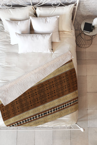 Sheila Wenzel-Ganny Tribal Brown Mud Cloth Fleece Throw Blanket