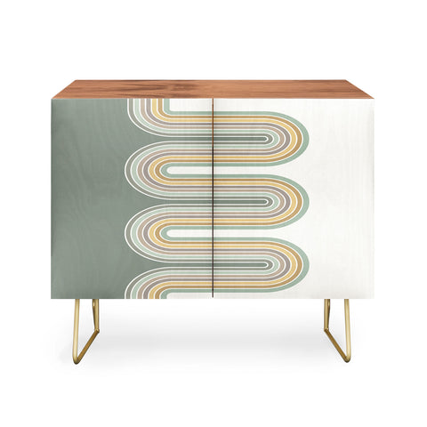 Sheila Wenzel-Ganny Trippy Sage Wave Abstract Credenza
