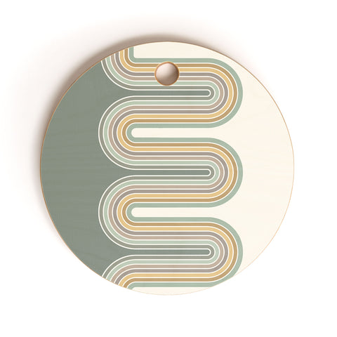 Sheila Wenzel-Ganny Trippy Sage Wave Abstract Cutting Board Round