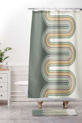 Sheila Wenzel-Ganny Trippy Sage Wave Abstract Shower Curtain And Mat