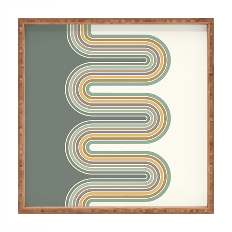 Sheila Wenzel-Ganny Trippy Sage Wave Abstract Square Tray