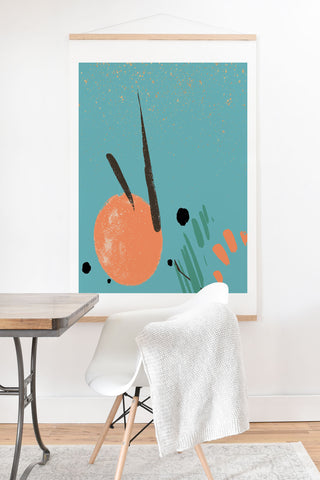 Sheila Wenzel-Ganny Turquoise Citrus Abstract Art Print And Hanger