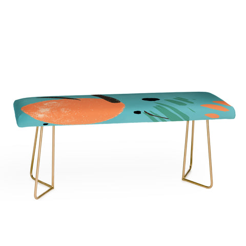 Sheila Wenzel-Ganny Turquoise Citrus Abstract Bench