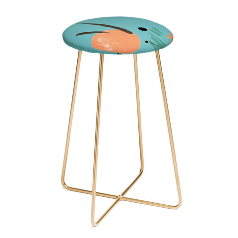 Sheila Wenzel-Ganny Turquoise Citrus Abstract Counter Stool