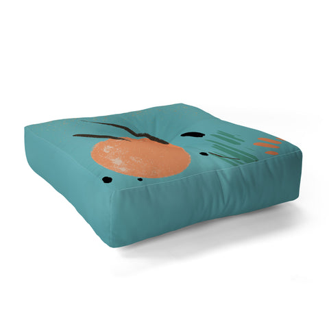 Sheila Wenzel-Ganny Turquoise Citrus Abstract Floor Pillow Square