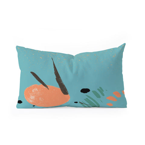 Sheila Wenzel-Ganny Turquoise Citrus Abstract Oblong Throw Pillow