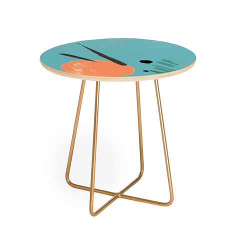 Sheila Wenzel-Ganny Turquoise Citrus Abstract Round Side Table
