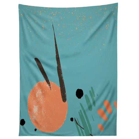 Sheila Wenzel-Ganny Turquoise Citrus Abstract Tapestry