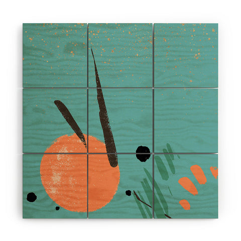 Sheila Wenzel-Ganny Turquoise Citrus Abstract Wood Wall Mural