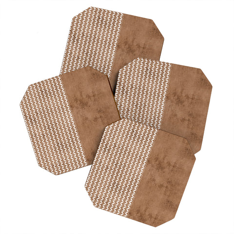 Sheila Wenzel-Ganny Two Toned Tan Texture Coaster Set
