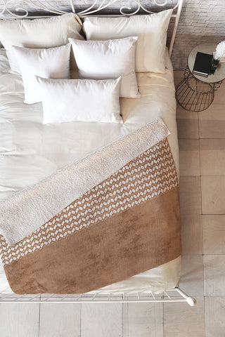 Sheila Wenzel-Ganny Two Toned Tan Texture Fleece Throw Blanket
