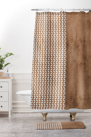 Sheila Wenzel-Ganny Two Toned Tan Texture Shower Curtain And Mat