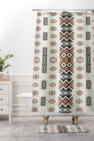 Sheila Wenzel-Ganny Western Tribal Geo Shower Curtain And Mat