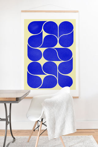 Showmemars Blue midcentury shapes no8 Art Print And Hanger
