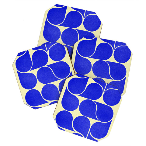 Showmemars Blue midcentury shapes no8 Coaster Set