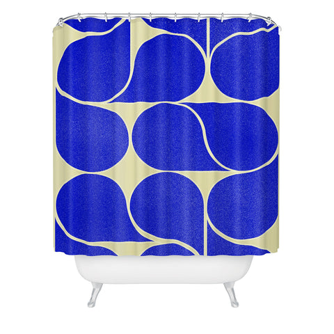 Showmemars Blue midcentury shapes no8 Shower Curtain