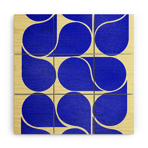 Showmemars Blue midcentury shapes no8 Wood Wall Mural