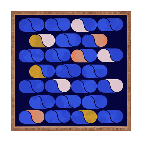 Showmemars Blue modern pattern Square Tray