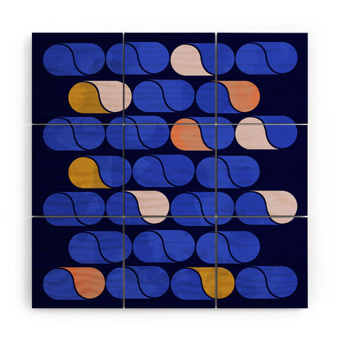 Showmemars Blue modern pattern Wood Wall Mural